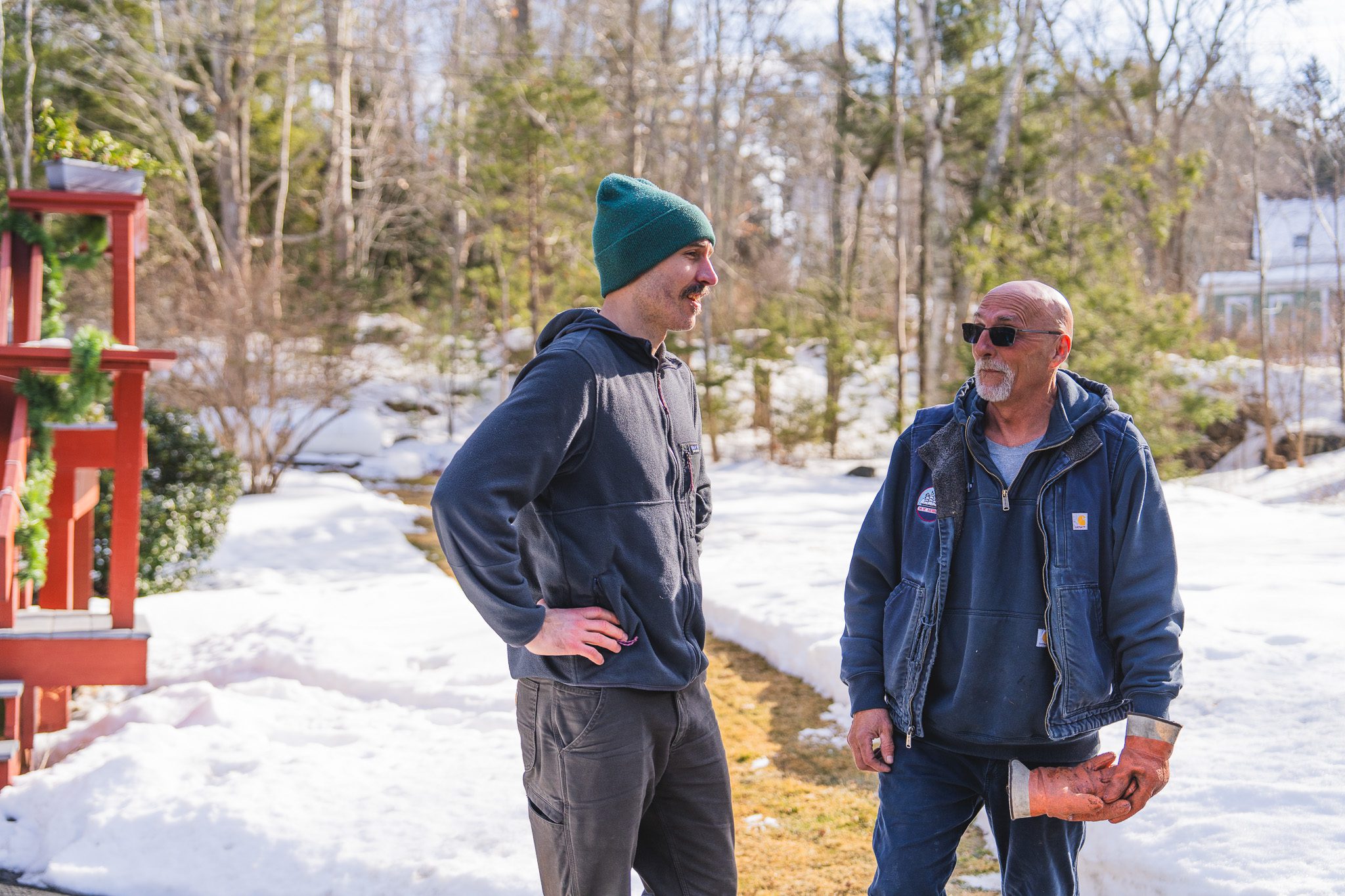 dan-propane-driver-mwsewall M.W. Sewall propane delivery driver Dan meeting with a local customer in Midcoast Maine.